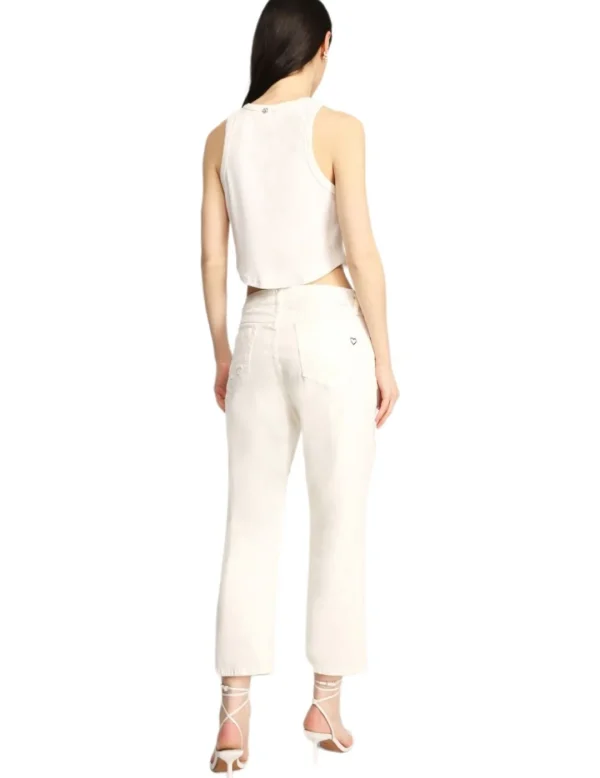 Please Pantalon Rotos Con Strass Crudo- Pantalones Y Shorts