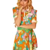 Lecruel Vestido Le Cruel Corto Licra Flores- Vestidos