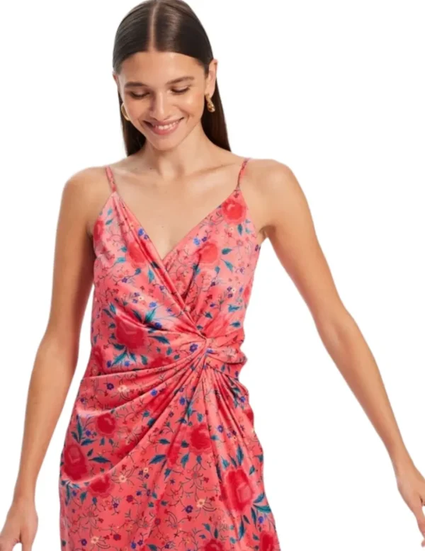 Mioh Vestido coral Midi Tirantes- Vestidos